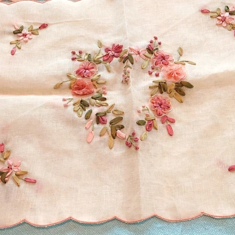 Vintage Ribbon Heart PlaceMat or Decor .Good Condition